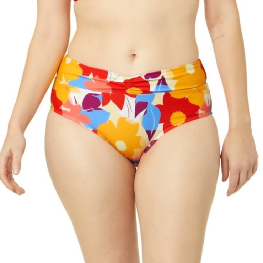 Bikini Bottoms Time and Tru Women's Floral High Waist Twist Swim Bottoms sizeXL